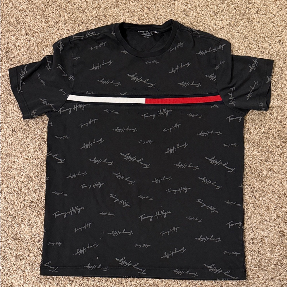 Tommy Hilfiger Black and Red Signature Tee